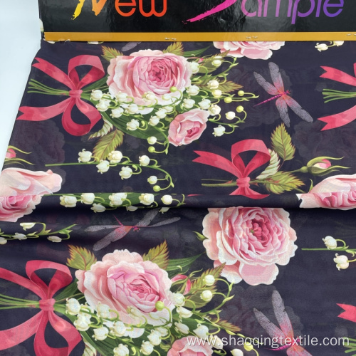 Women Garment Floral Printing Chiffon Fabric Pure Polyester